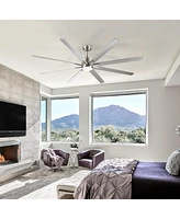 Streamdale Furniture Smart 72" Integrated Led Ceiling Fan With Silver Blades In Brushed Nickel Finish