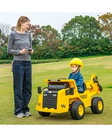 Vebreda 12V Caterpillar Licensed Kids Ride on Dump Truck with Tiltable Bump Bed