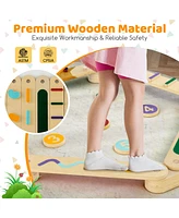 Givimo Montessori Balance Beam Set Wooden Balance Boards with Stepping Stones