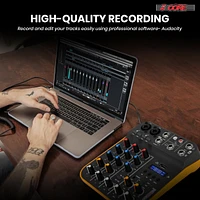 5 Core Audio Interface Mixer 4 Channel Pc Xlr Bluetooth Usb Dj Music Podcast Karaoke Sound Board