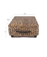 Jonathan Y Chett Minimalist Hand-Woven Hyacinth/Wood Underbed Storage Bin with Wheels and Handles