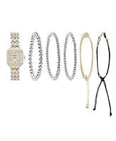 American Exchange Women's Shiny Silver or Gold Metal Alloy Band Analog Watch 26mm Gift Set