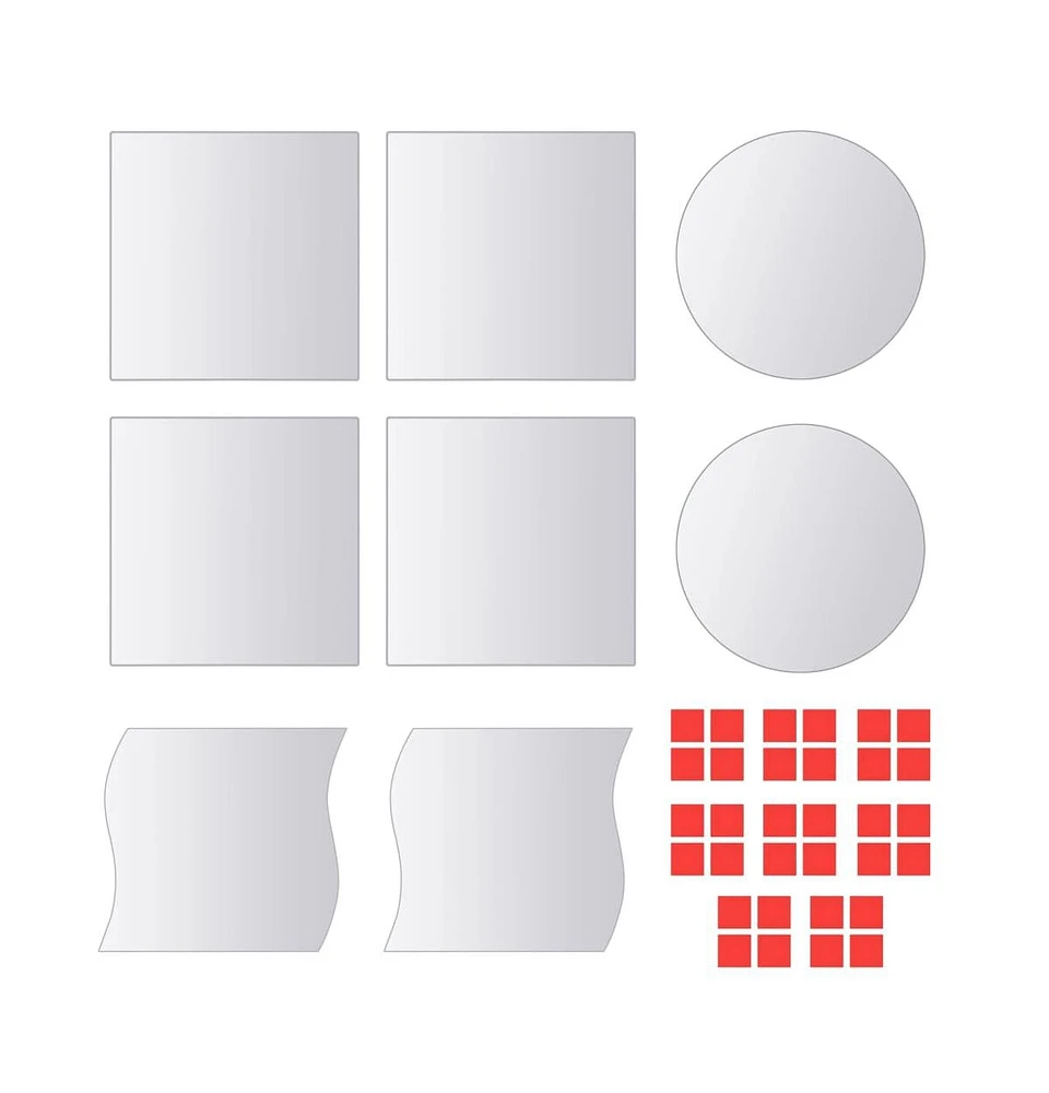 vidaXL Eight Piece Mirror Tiles Multi-Shape Glass