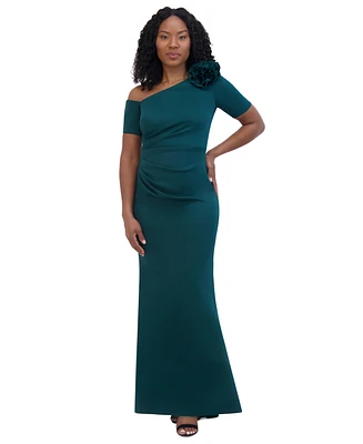 Jessica Howard Petite Asymmetric-Neck Scuba Dress