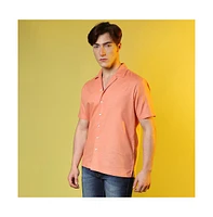 Campus Sutra Men's Tangarine Orange Heathered Shirt