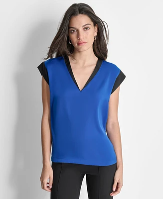 Dkny Women's Sleeveless V-Neck Blouse