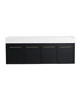 60 Inch Wall-mounted Bathroom Vanity (Only the Cabinet Body, No Top Sink