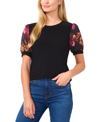 CeCe Women's Floral-Print Puff-Sleeve Blouse