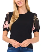 CeCe Women's Floral Puff-Sleeve Blouse