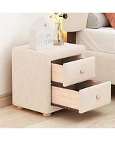 Simplie Fun Teddy Fleece Nightstand With 2 Drawers