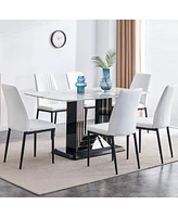 Streamdale Furniture Modern Faux Marble Dining Set for 6-8