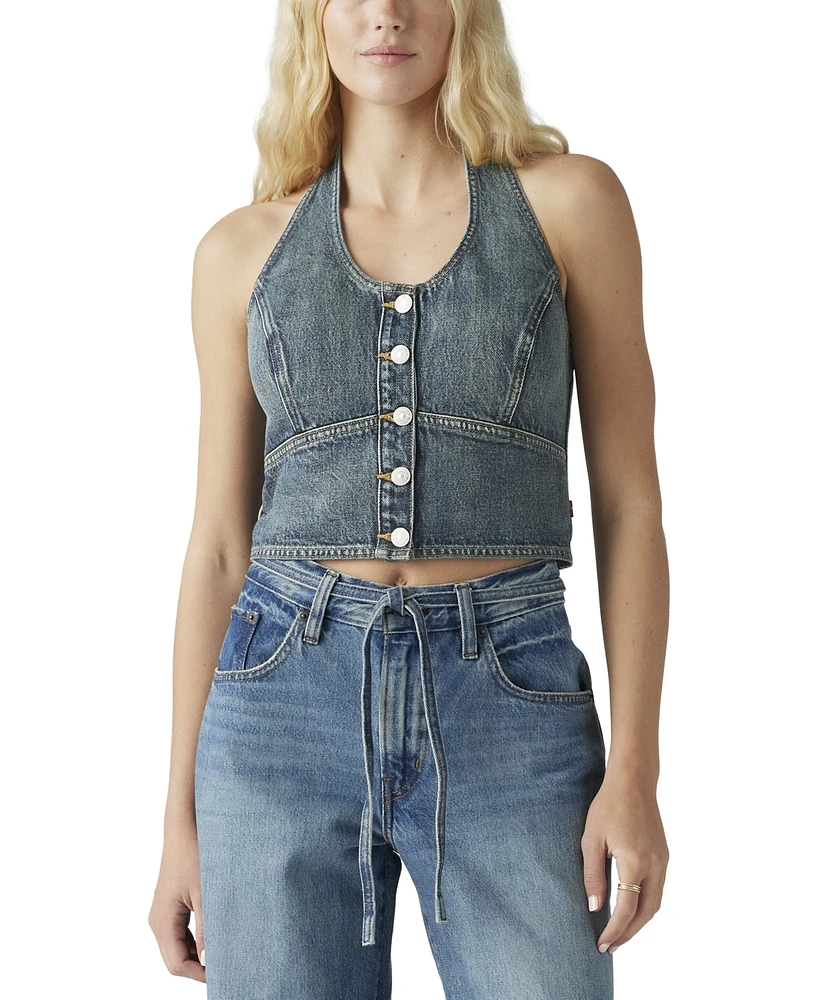 Levi's Women's Janeesah Cotton Smocked-Back Halter Top
