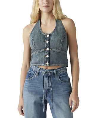 Levi's Women's Janeesah Cotton Smocked-Back Halter Top