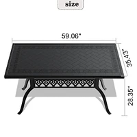 Elegant Black Aluminum Table with 160lbs Capacity, 35.43"W x 56.06"L