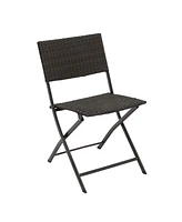 Simplie Fun Durable & Stylish Folding Rattan Bistro Set for Outdoor Comfort