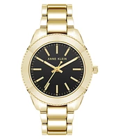 Anne Klein Women's Quartz Minimalist Contemporary Boyfriend Gold-Tone Alloy Metal Watch, 32mm - Black/Gold