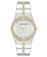 Anne Klein Women's Quartz Faceted Crystal Bezel Two-Tone Alloy Metal Watch, 32mm