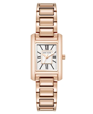 Anne Klein Women's Quartz Classic Rectangular Roman Numeral Rose Gold-Tone Alloy Metal Watch, 20mm