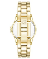 Anne Klein Women's Quartz Pyrite Gemstone and Gold-Tone Alloy Metal Bracelet Watch, 30mm - Grey/Gold