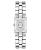 Anne Klein Women's Quartz Petite White Enamel Center Link Silver-Tone Alloy Metal Bracelet Watch, 17.5mm