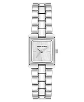 Anne Klein Women's Quartz Petite White Enamel Center Link Silver-Tone Alloy Metal Bracelet Watch, 17.5mm