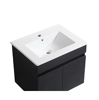 Streamdale Furniture 24" Wall-Mounted Vanity with Ceramic Sink, Soft-Close Doors, Black