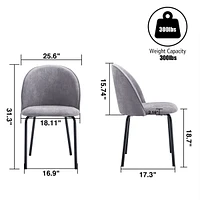 Modern Grey Chair (Set of 2) with Iron Legs