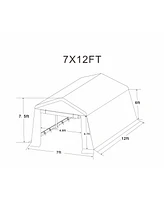 Streamdale Furniture 7x12FT Outdoor Portable Storage Shelter Shed for Motorcycle, Atv, Tools