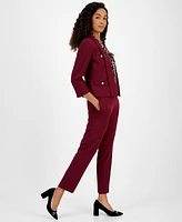 Kasper Petite Stretch Crepe Shawl-Collar Open-Front Blazer