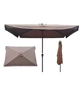 Simplie Fun 10 X 6.5FT Rectangular Patio Umbrella Outdoor Market Umbrellas With Crank And Push Button