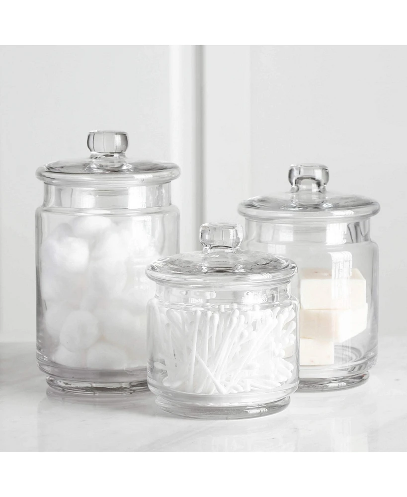 Whole Housewares Glass Apothecary Jars with Lids for Organization Set 3 Pieces