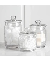 Whole Housewares Glass Apothecary Jars with Lids for Organization Set 3 Pieces