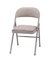 Meco Sudden Comfort Deluxe Metal Fabric Padded Folding Chair Set, Gray (4 Pack)