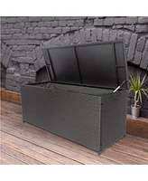 Streamdale Furniture Outdoor Storage Box, 113 Gallon Wicker Patio Deck Boxes With Lid, Outdoor Cushion Storage