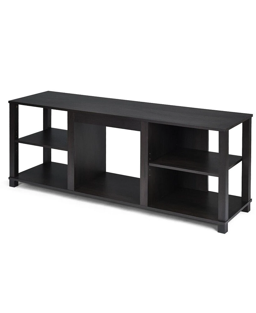 Gymax 2-Tier Tv Stand Storage Cabinet Console Adjustable Shelves Living Room Up To 65"