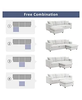 Simplie Fun 100.4x64.6" Modern Sectional Sofa, L-Shaped Couch Set With 2 Free Pillows, 4-Seat Fabric Couch Set