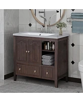 Streamdale Furniture 36" Bathroom Vanity with Ceramic Basin & Storage Cabinet