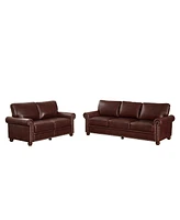 Streamdale Furniture Living Room Sofa With Storage Sofa 2+3 Sectional Burgundy Faux Leather