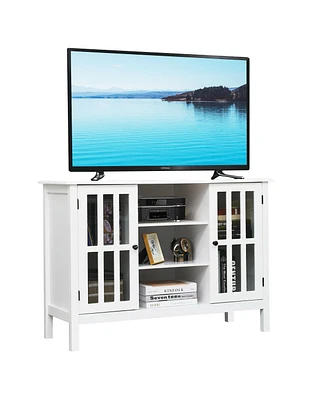 Gymax Wood Tv Stand Entertainment Media Center Console for Tv up to 50'' White