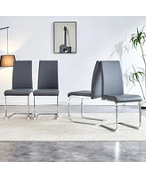 Streamdale Furniture Set of 4 Pu Leather Modern Dining Chairs, Gray