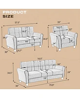 Streamdale Furniture Modern Living Room Sofa Set Linen Upholstered Couch Furniture For Home Or Office