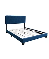 Streamdale Furniture Blue Queen Adjustable Upholstered Bed Modern Minimalist Top Styles