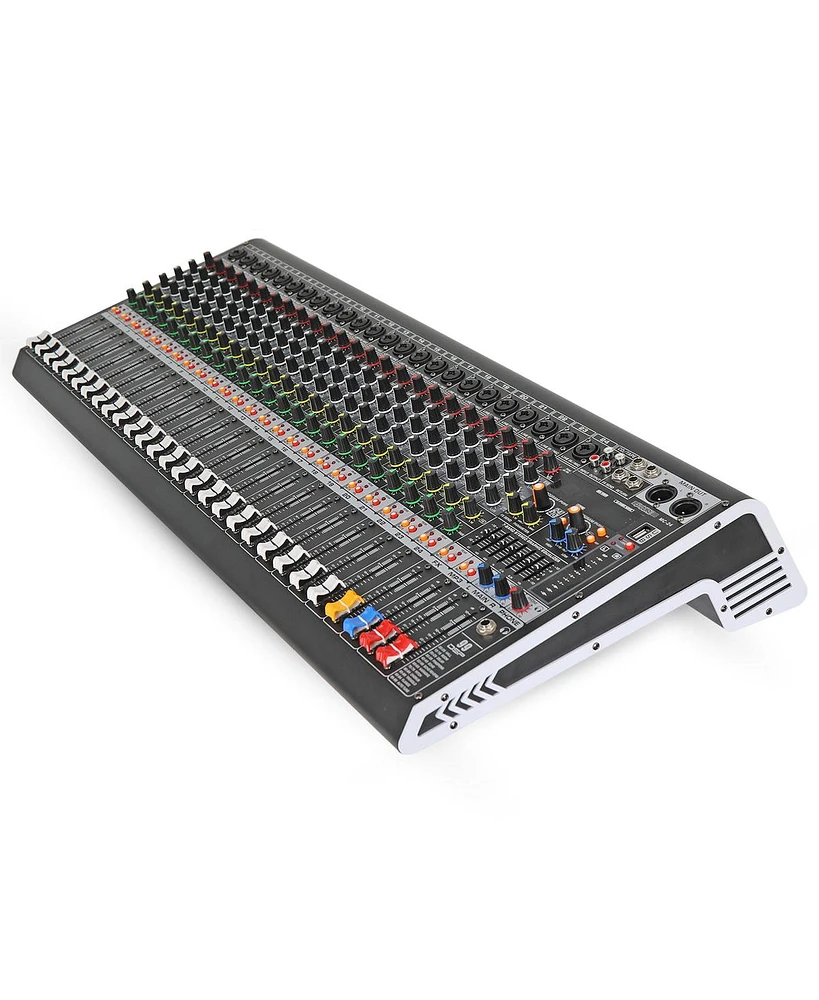 5 Core Audio Mixer 24 Channel Dj Sound Board w Bluetooth Usb Pc Recording Pa Analog Mixing Interface