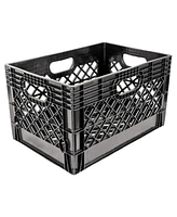 Juggernaut Storage 24 Quart Stackable Storage Crate with Handles, Black (3 Pack)