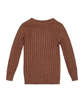 Hope & Henry Boys Organic Long Sleeve Fine Gauge Cable V-Neck Sweater