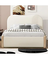 Streamdale Furniture Full Size Upholstered Platform Bed With Wood Supporting Feet