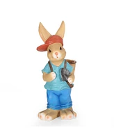 Simplie Fun Cast Stone Rabbit Planter Liven up Your Outdoor Oasis