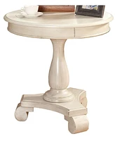 Simplie Fun Round Wood Pedestal Side Table, White