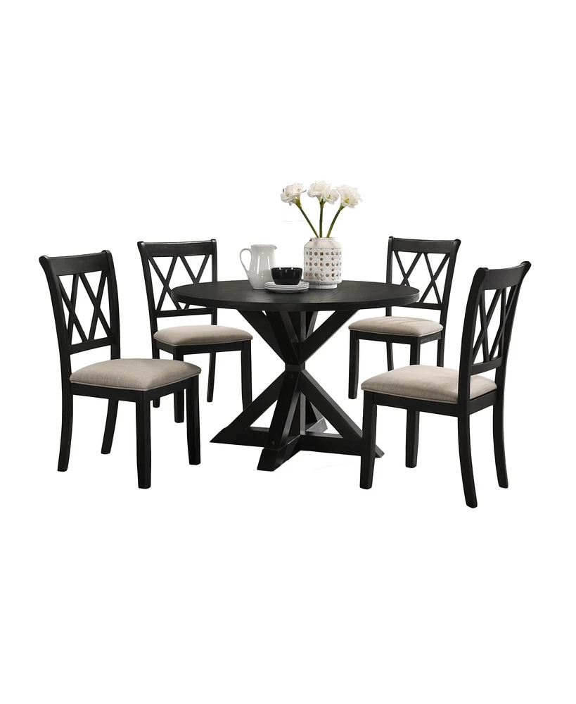 Simplie Fun indvale Cross-Buck Wood 5-Piece Dining Set in Black