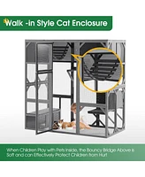 Streamdale Furniture Spacious Cat Enclosure with Uv Roof and Multiple Platforms